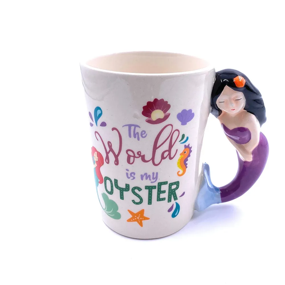 Ceramic Mermaid Coffee Mug 3D Design (White, 350 ml)
