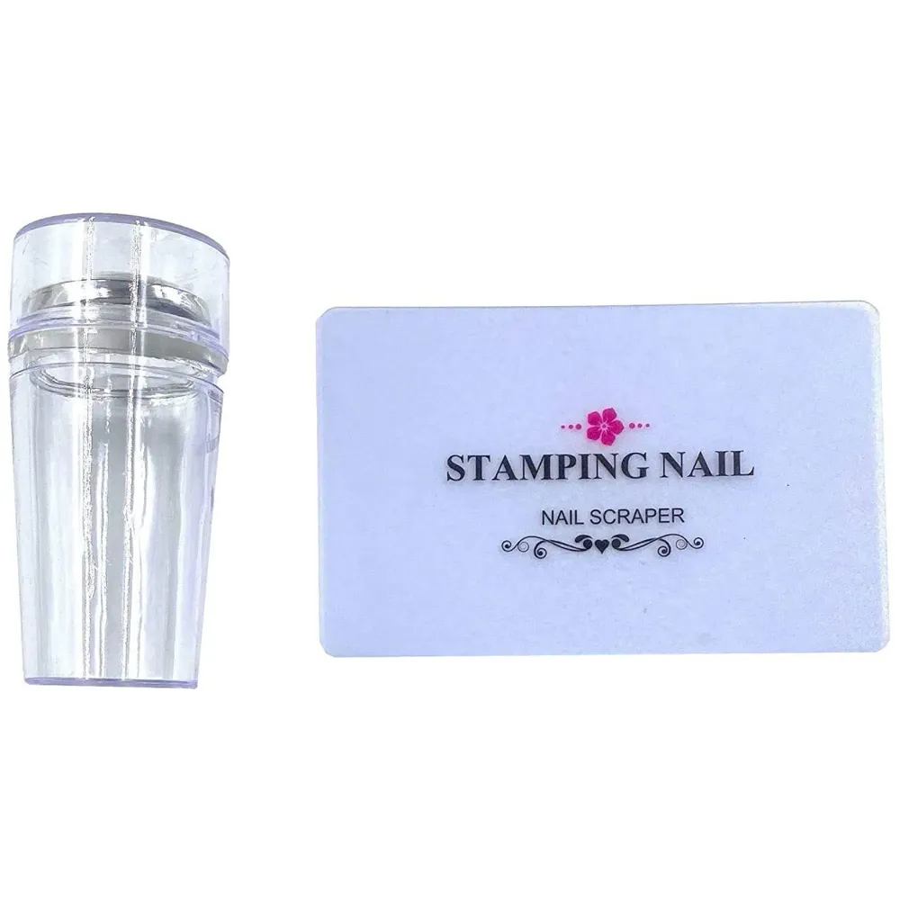 2 pcs Nail Art Stamping Plates With Stamper And Scrapper For Nail Art 12 x 6 Cm (Random Designs) - 2