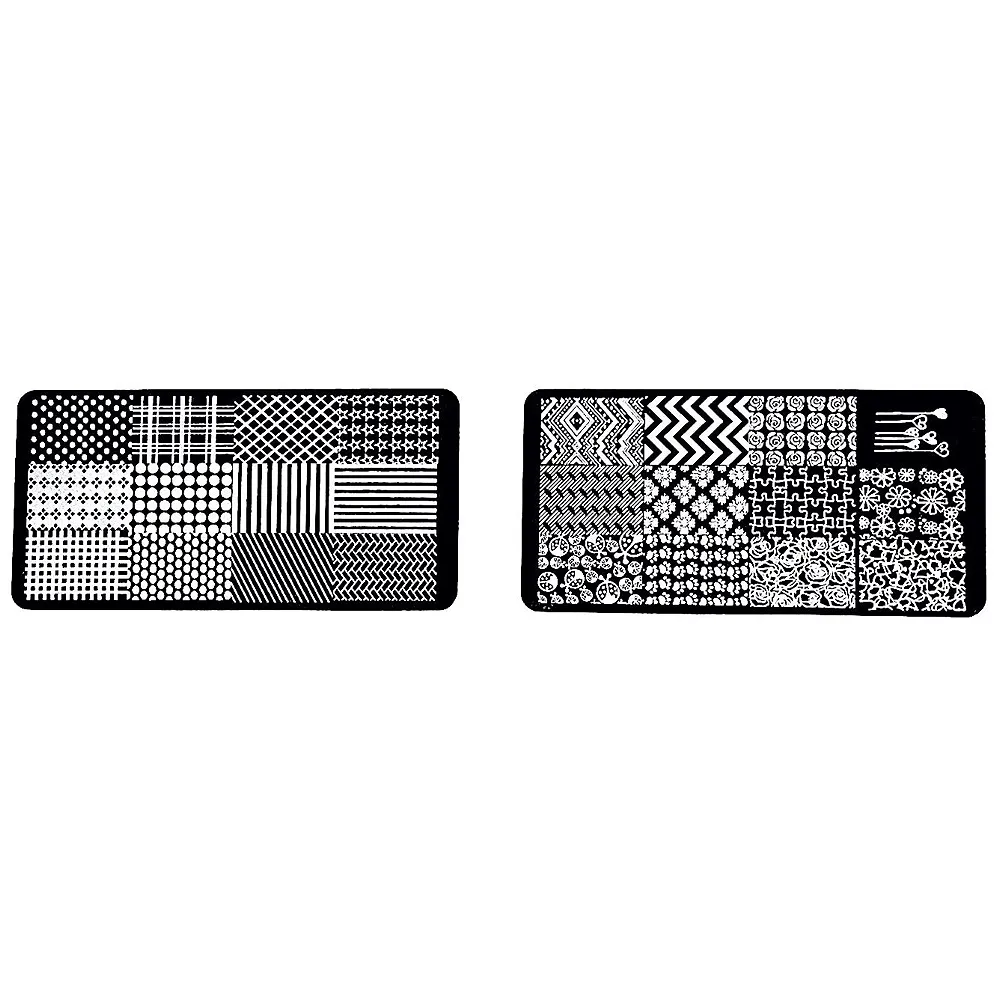 Nail Art Stamping Kit with 2 Rectangular Image Plates With Stamper And Scrapper - Premium