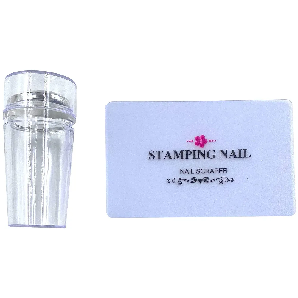 Nail Art Stamping Kit with 2 Rectangular Image Plates With Stamper And Scrapper - Premium