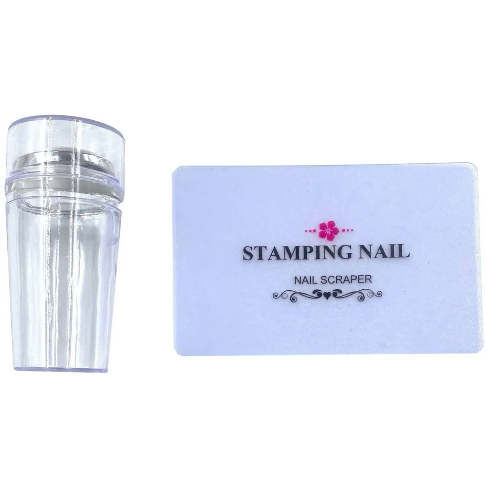 Plastic 4 Pieces Nail Art Kit with Stamper and Scraper Included (Random Designs) Perfect for Beginners