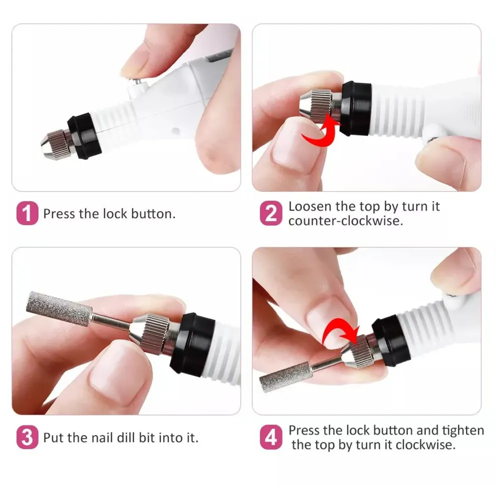 Black Mini Electric Nail Drill Art Manicure File, Portable Manicure Pen Sander Polisher for Exfoliating, Grinding, Polishing, Remove Nail Polish - 5