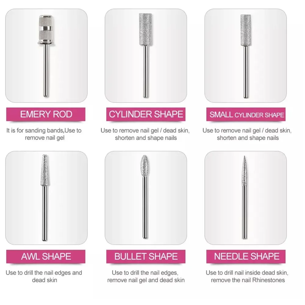 White Mini Electric Nail Drill Art Manicure File, Portable Manicure Pen Sander Polisher for Exfoliating, Grinding, Polishing, Remove Nail Polish - 3