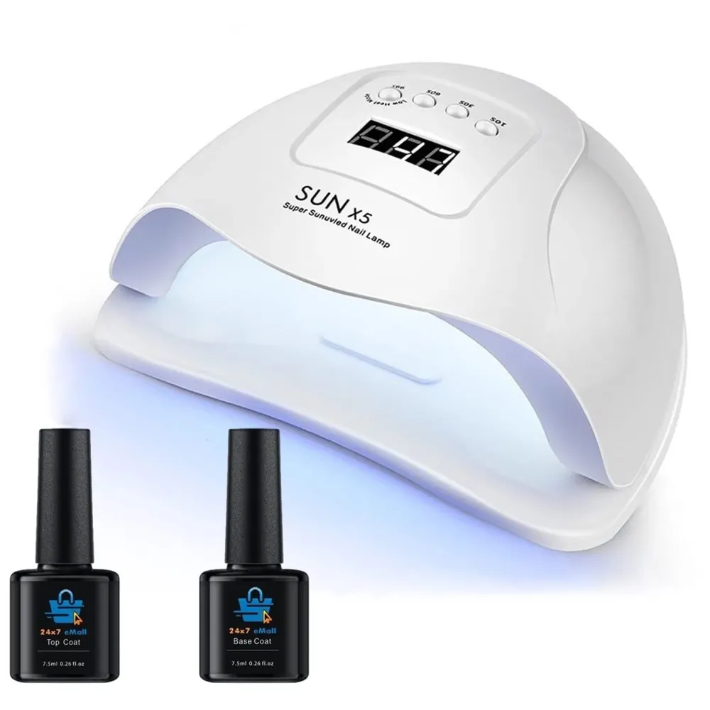 Combo UV Nail Dryer With Top & Base Professional Intelligent 48w 24 LEDs Automatic Sensor LED Nail Curing Nail Art Lamp Manicure Pedicure Tool - White