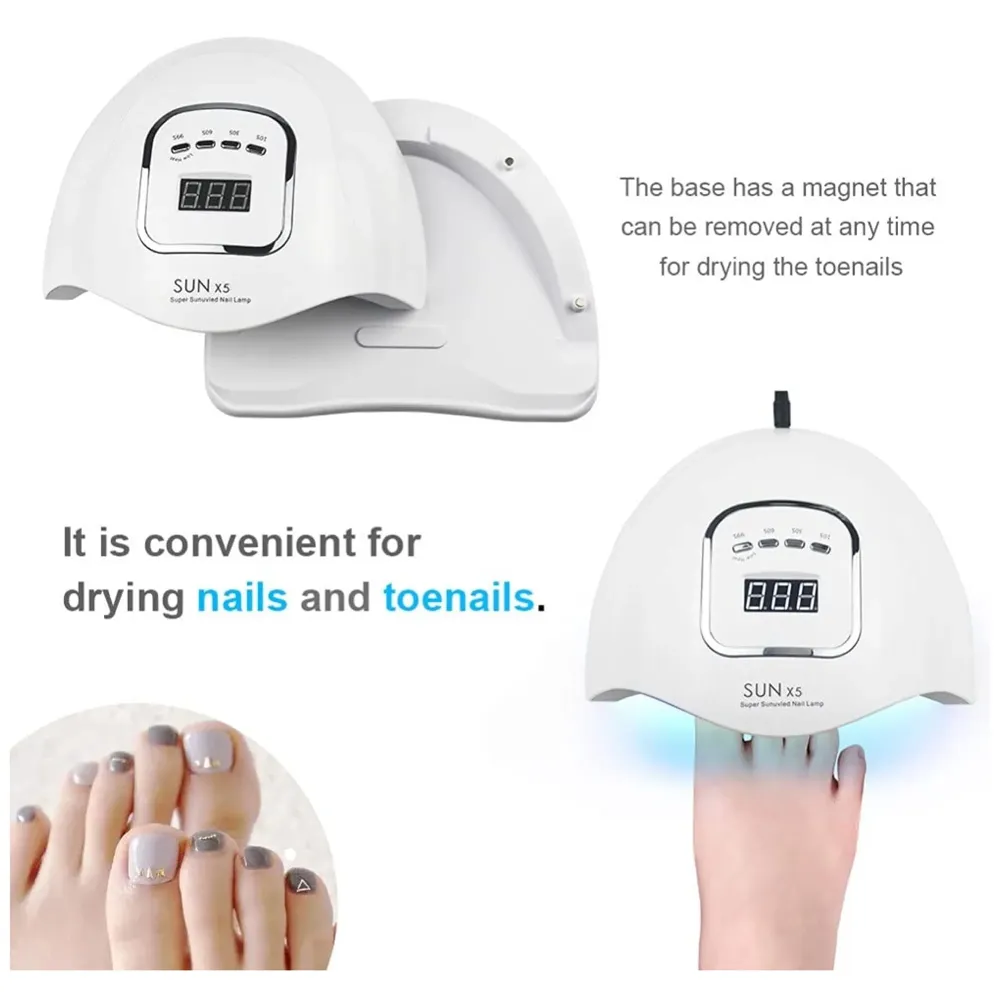 Combo UV Nail Dryer With Top & Base Professional Intelligent 48w 24 LEDs Automatic Sensor LED Nail Curing Nail Art Lamp Manicure Pedicure Tool - White - 4