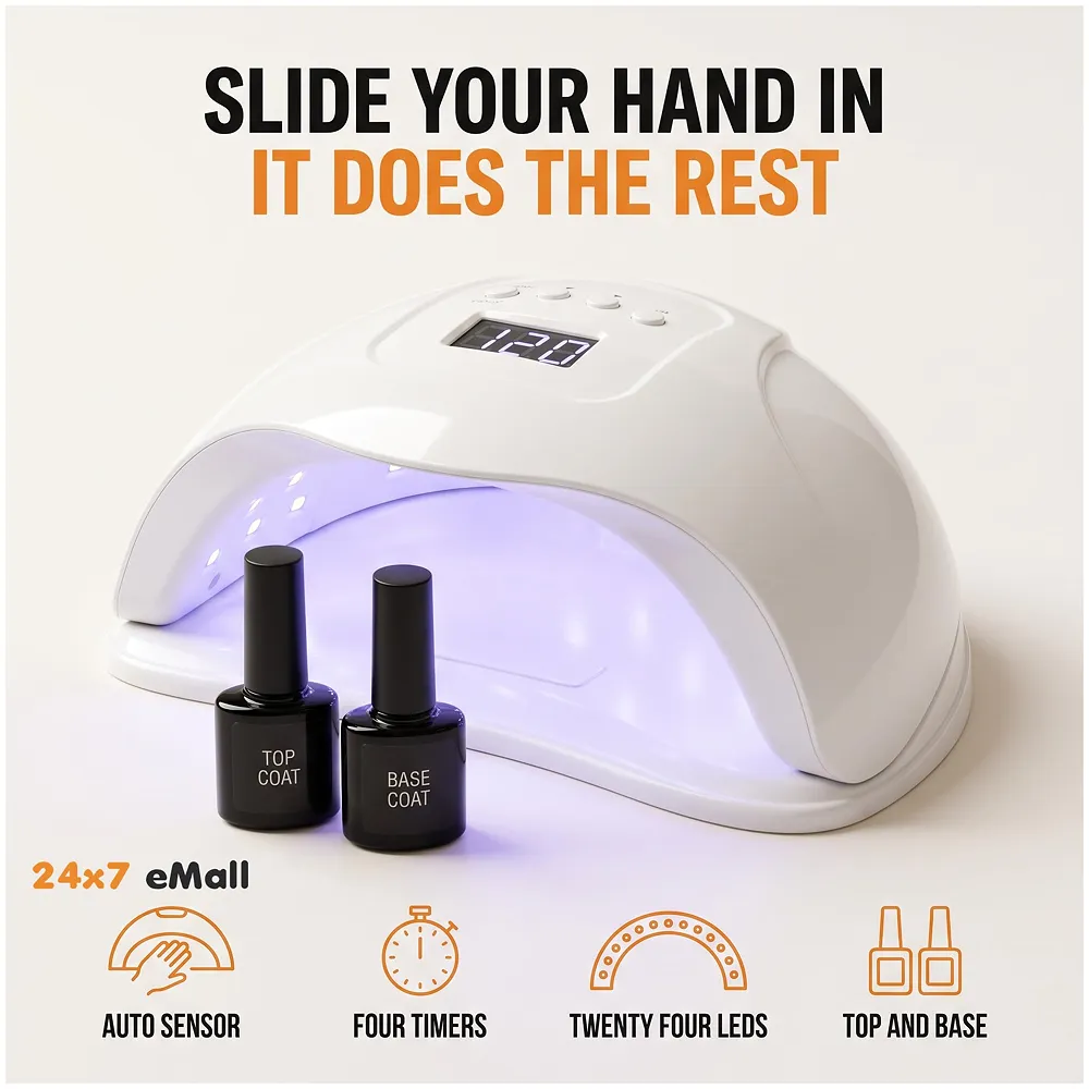 Combo UV Nail Dryer With Top And Base Professional Intelligent 48w 24 LEDs Automatic Sensor LED Nail Curing Nail Art Lamp Manicure Pedicure Tool Premium