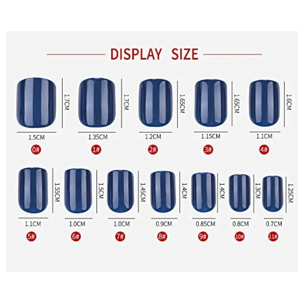 Press on Gel Nails 30 Pcs with Double Sided Jelly Adhesive Nail Glue Nail Filer Silver Blue