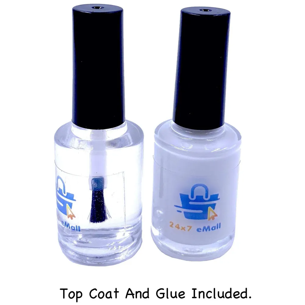 Nail Foil Set of 10 Rolls Box with Top and Base Coat Included. Nail Art Kit - 4