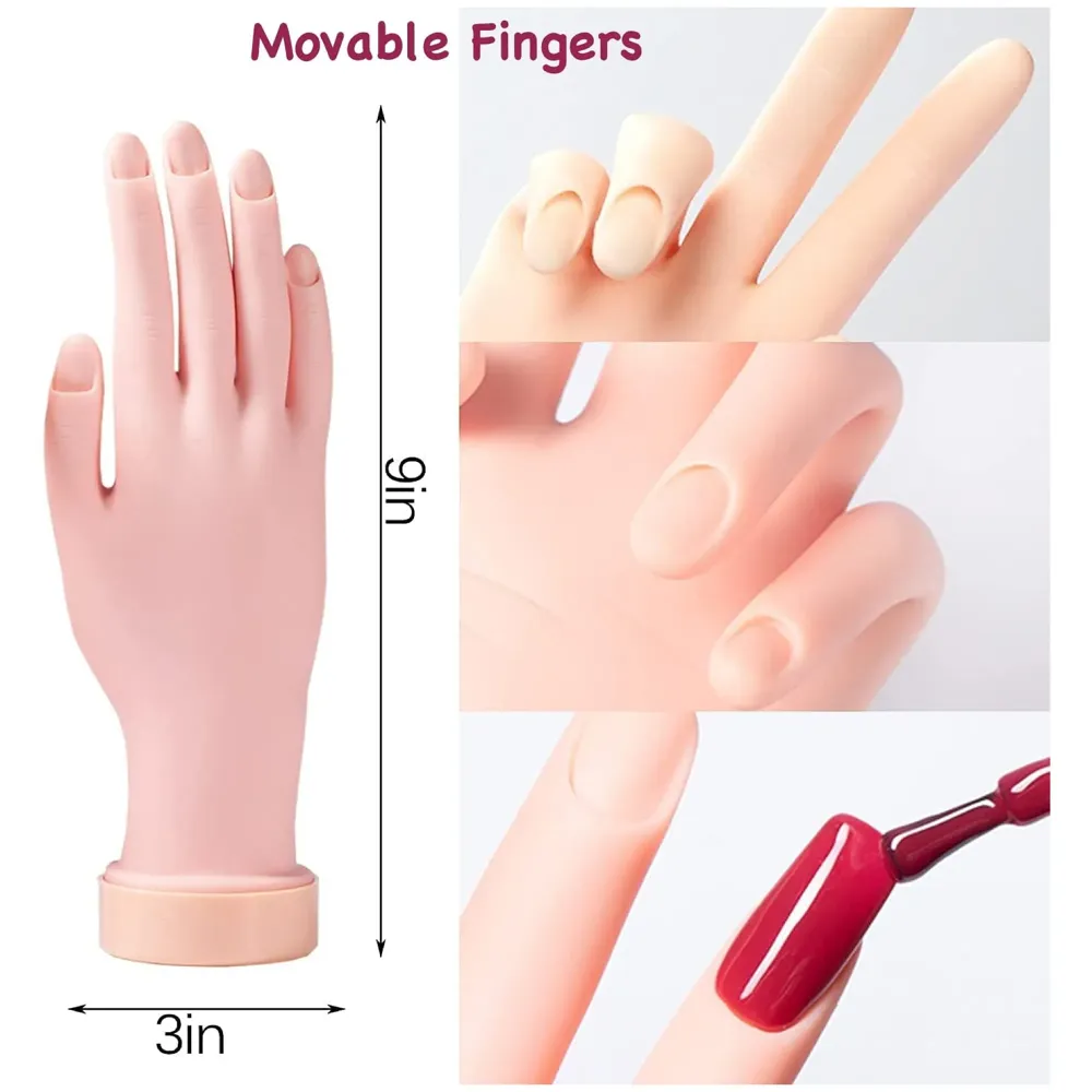 Practice Hand For Nail Art Flexible Plastic Mannequin Nail Art Artificial Hand Display Tool for Practice or Training.