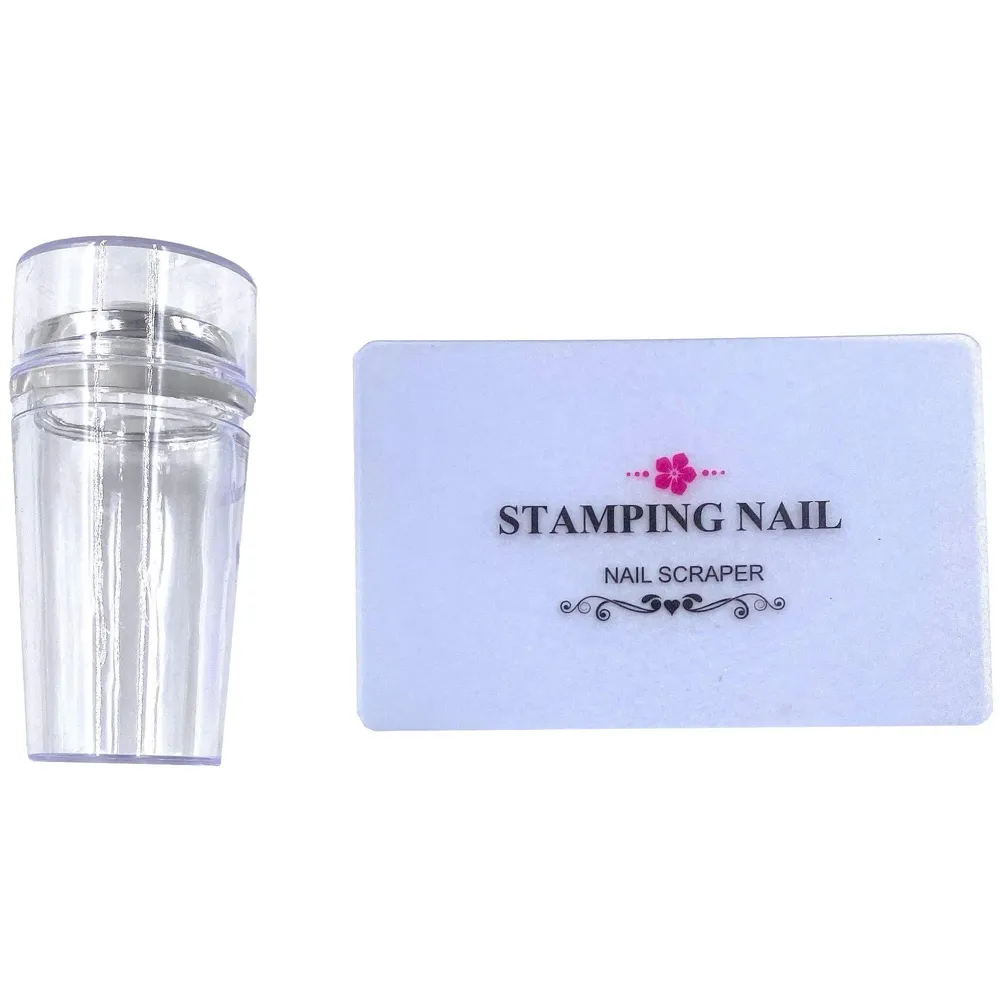 Nail Art Set 2 Pc Stamping Plate With Stamper And Scraper, Complete Kit For Designing Nails