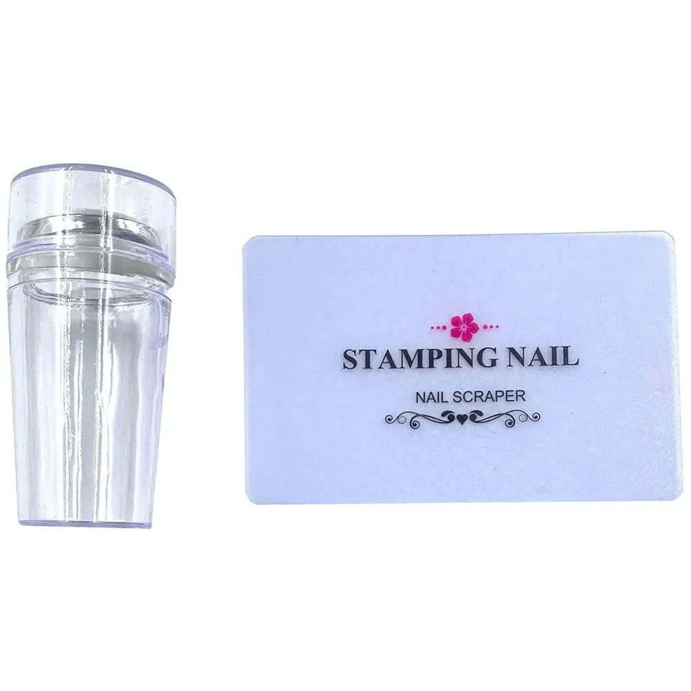 Nail Art Stamping Kit with 2 Stamping Image Plates With Stamper And Scrapper Perfect For Beginners. Mixed Designs With Random Plates - 4