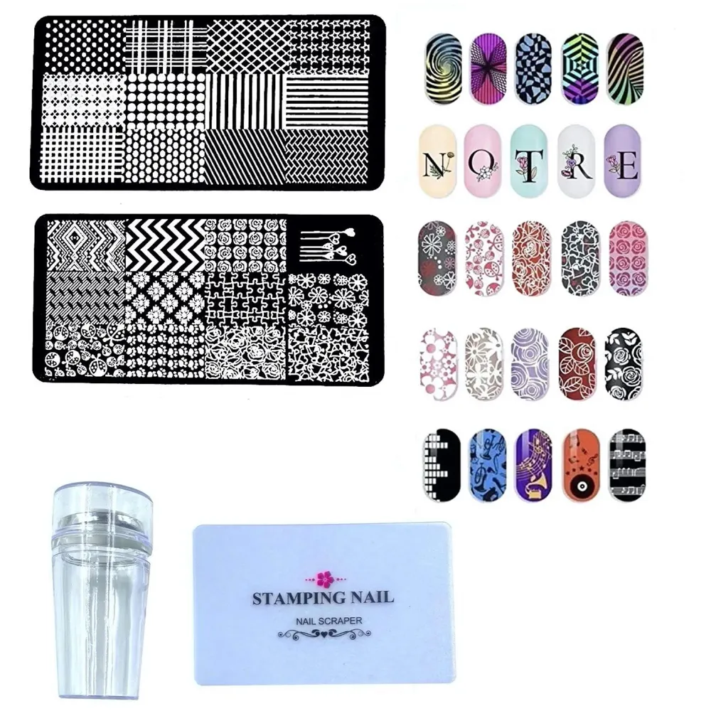 Nail Art Kit Set Complete With 2 Image Plates 1 Set of Stamper And Scraper.
