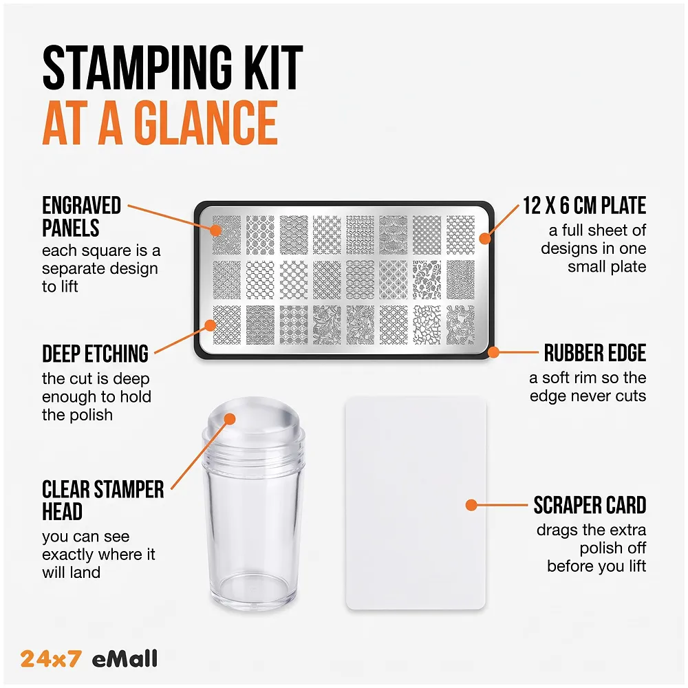 Nail Art Kit Complete Set 2 Image Plates 12 x 6 cm with Stamper Premium