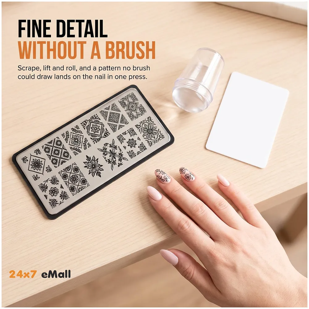 Nail Art Kit Complete Set 2 Image Plates 12 x 6 cm with Stamper Premium