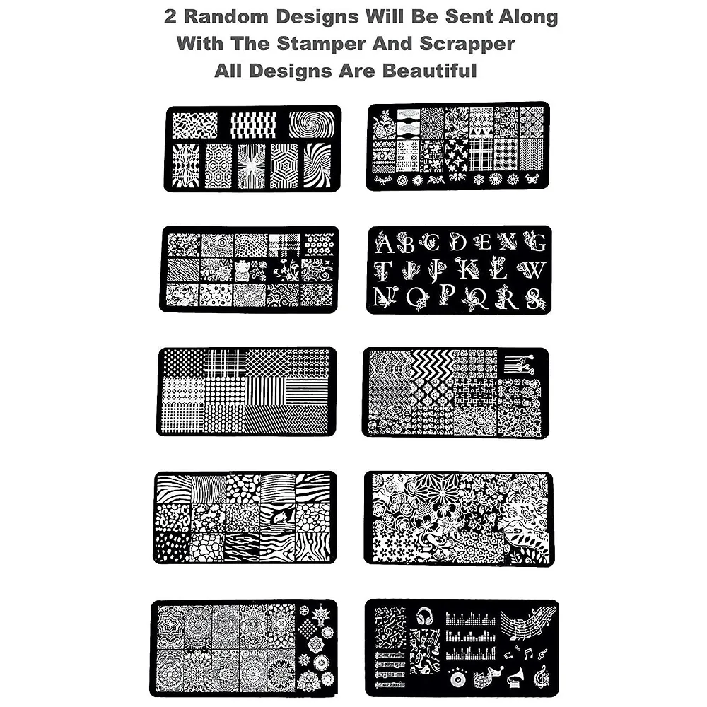 Nail Art Kit Complete Set 2 Image Plates 12 x 6 cm with Stamper Premium
