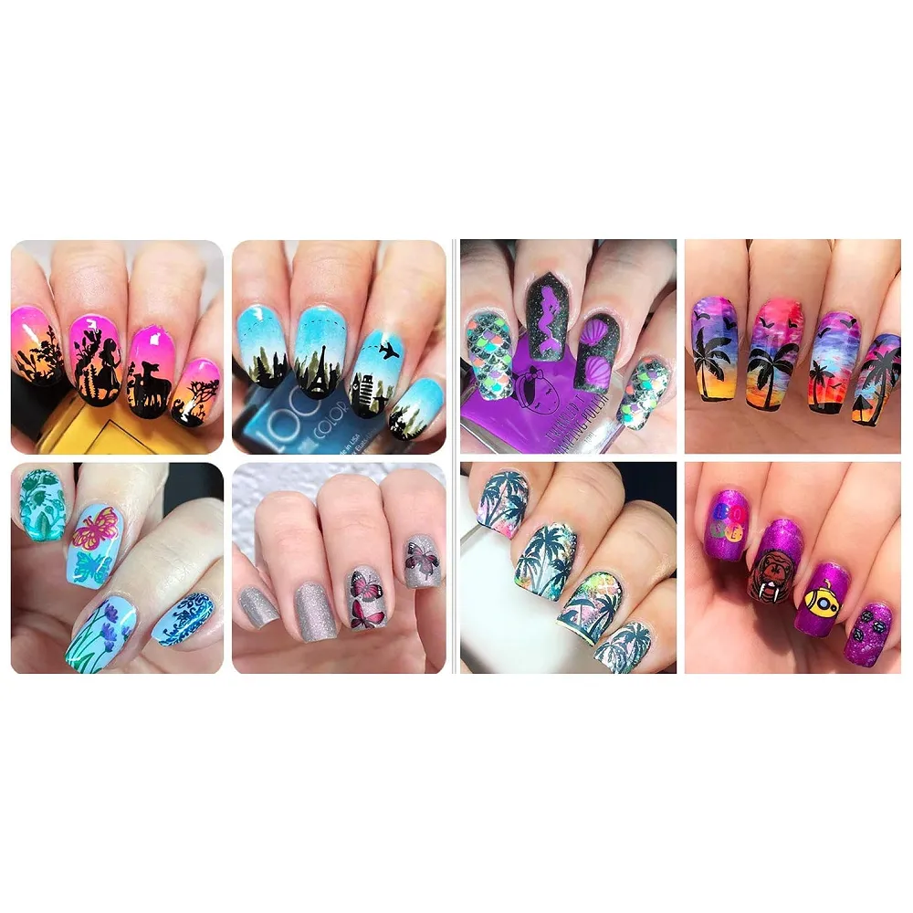 Nail Art Kit Complete Set 2 Image Plates 12 x 6 cm with Stamper Premium