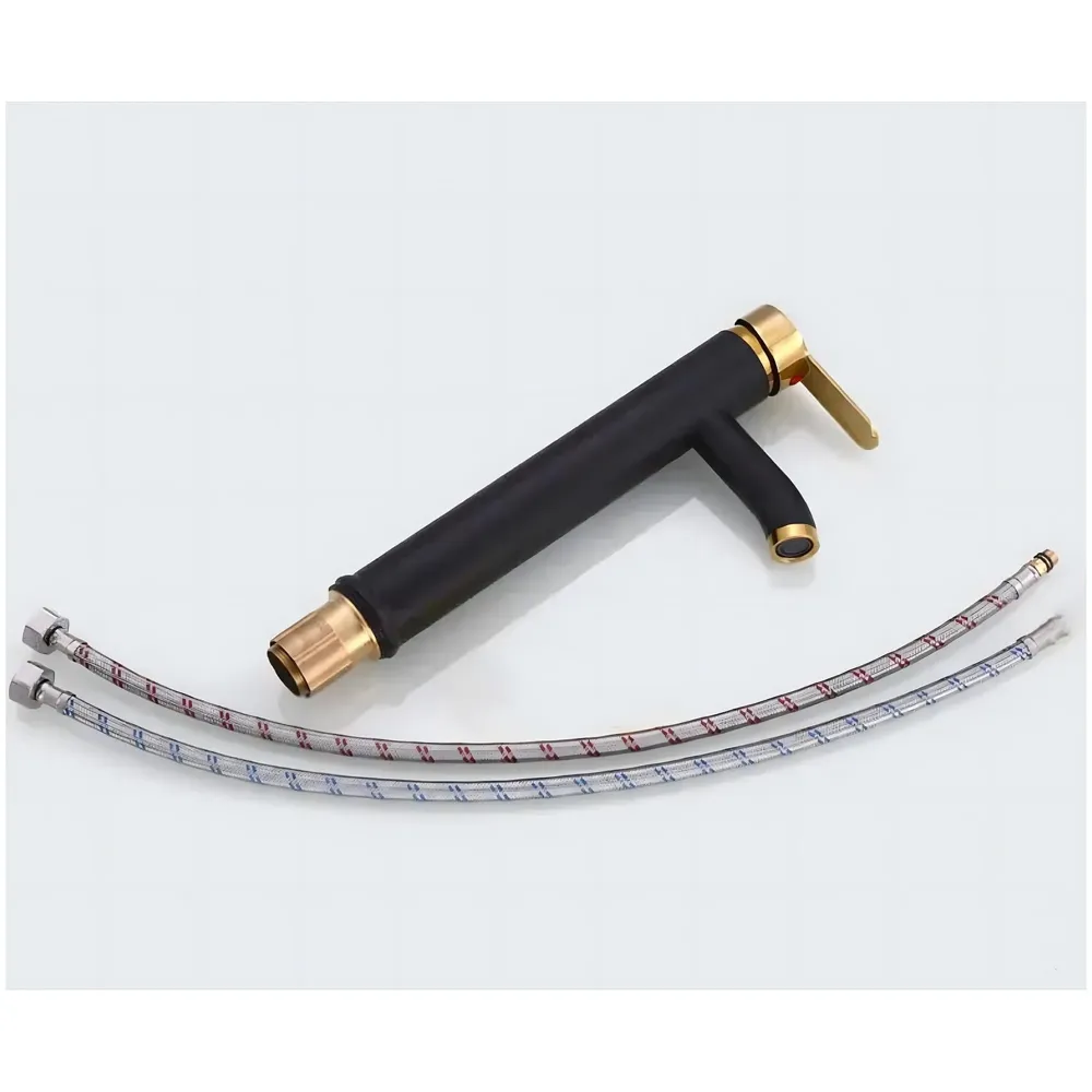 Black Gold Tall Faucet Single Lever Basin Mixer Tall Black, for Bathroom Washbasins Toilets 12 Inches Height.