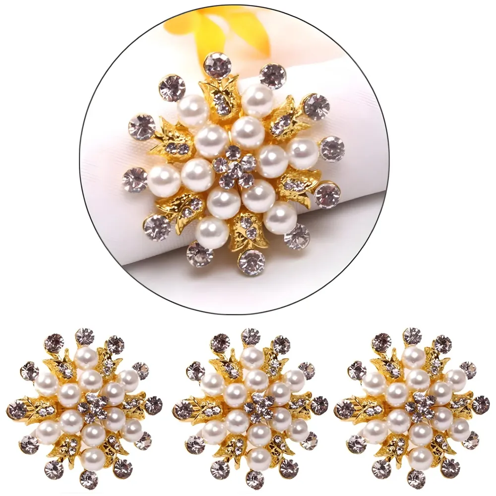 4 Pack Gold Napkin Rings Gold Diamond Hollow Out Metal Napkin Ring Set, Gold Napkin Holder Table Decorations, 1.77 inch Napkin Ring Buckles for Homes Restaurants Guest Wedding Party