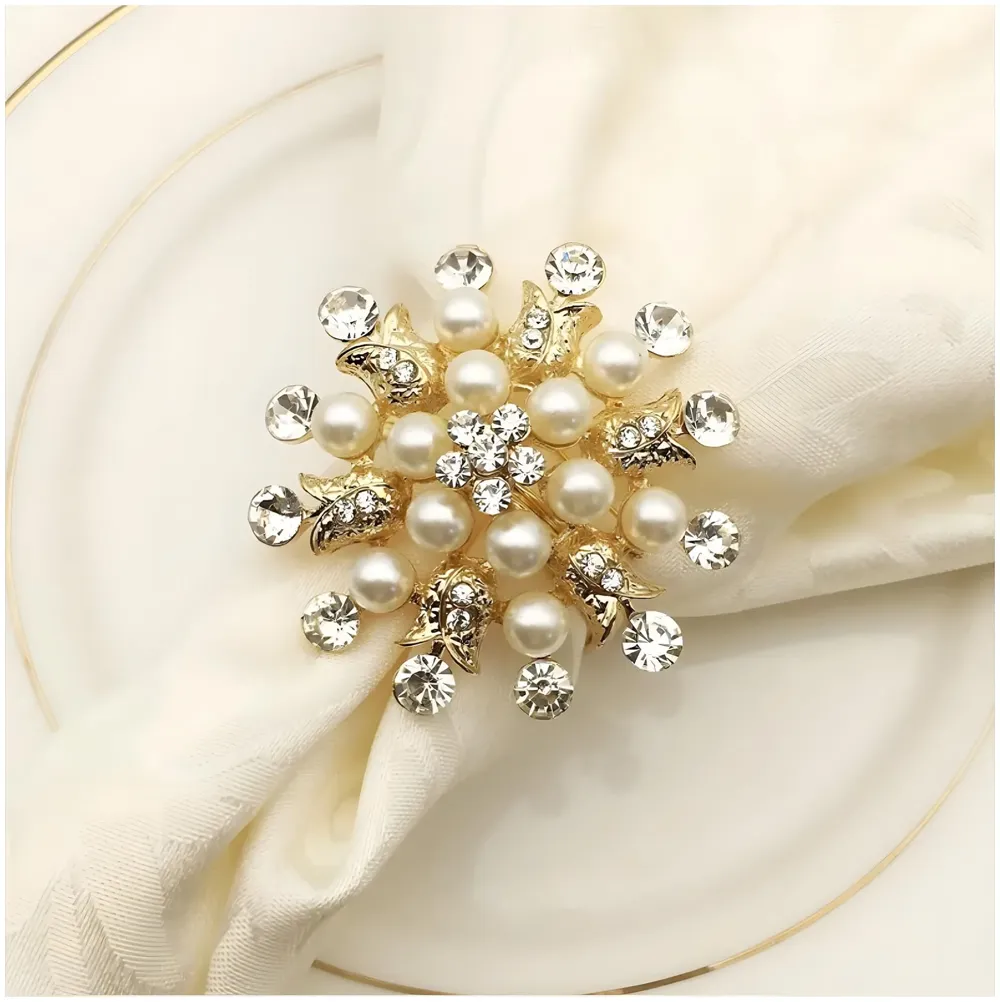 4 Pack Gold Napkin Rings Gold Diamond Hollow Out Metal Napkin Ring Set, Gold Napkin Holder Table Decorations, 1.77 inch Napkin Ring Buckles for Homes Restaurants Guest Wedding Party