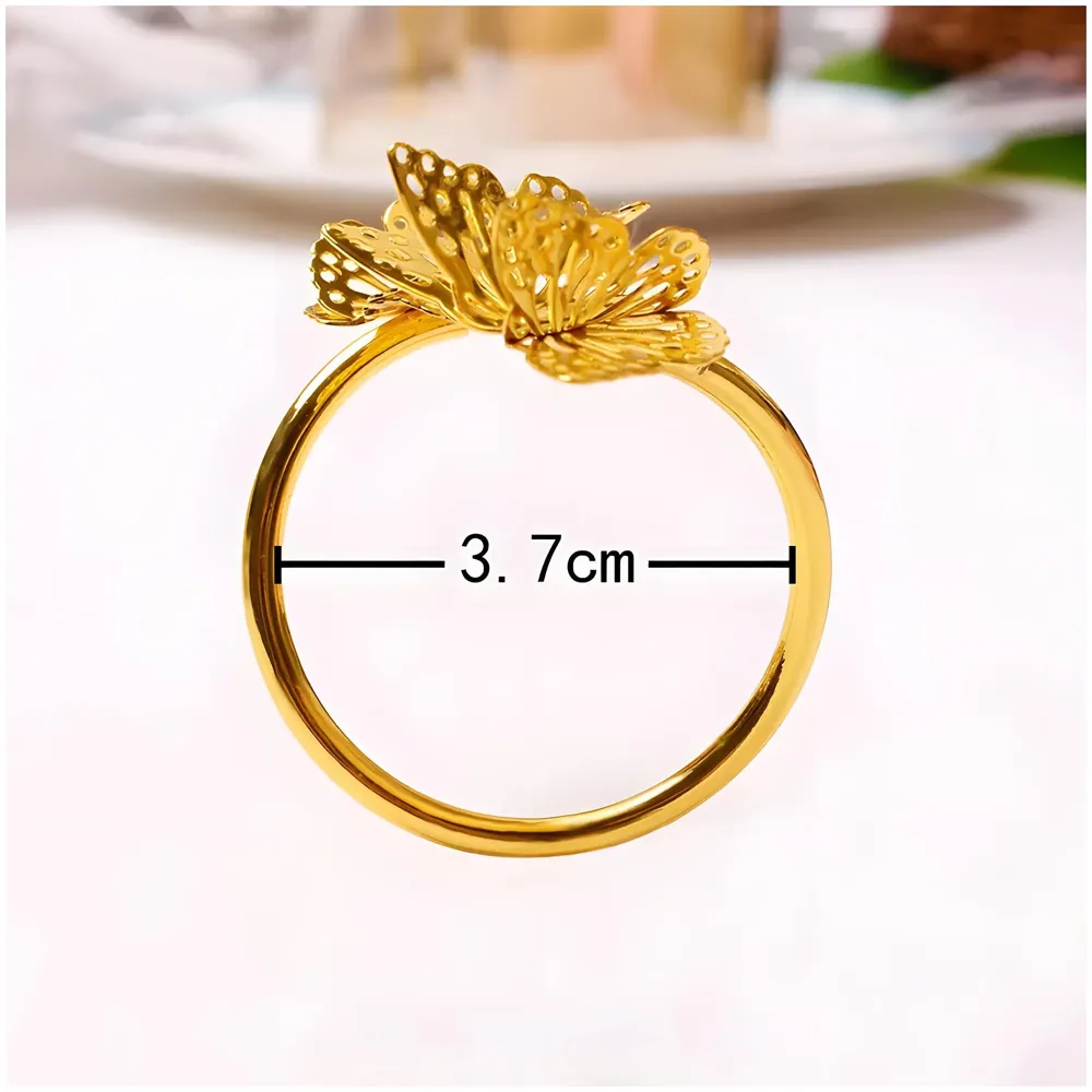 4 Pack Gold Napkin Rings Golden Butterfly Hollow Out Metal Napkin Ring Set, Gold Napkin Holder Table Decorations, 1.77 inch Napkin Ring Buckles for Homes Restaurants Guest Wedding Party