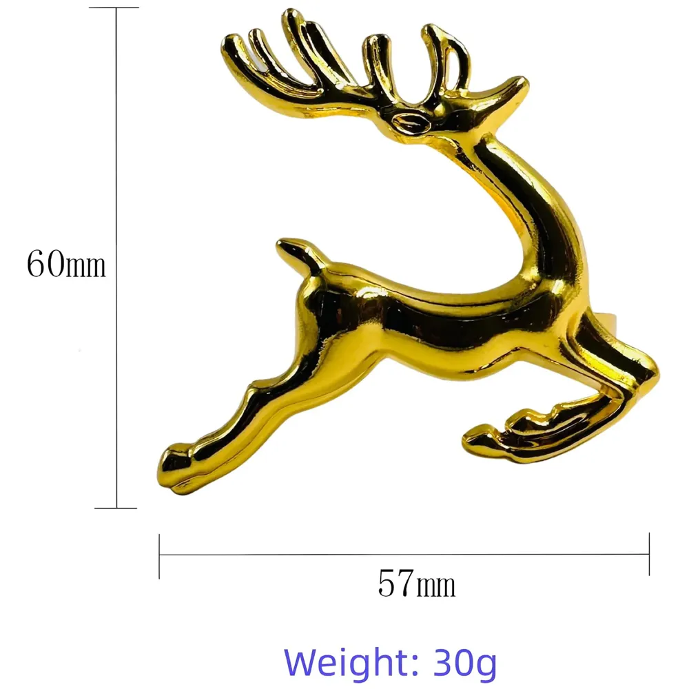 4 Pack Gold Napkin Rings Golden Deer Hollow Out Metal Napkin Ring Set, Gold Napkin Holder Table Decorations, 1.77 inch Napkin Ring Buckles for Homes Restaurants Guest Wedding Party - 7