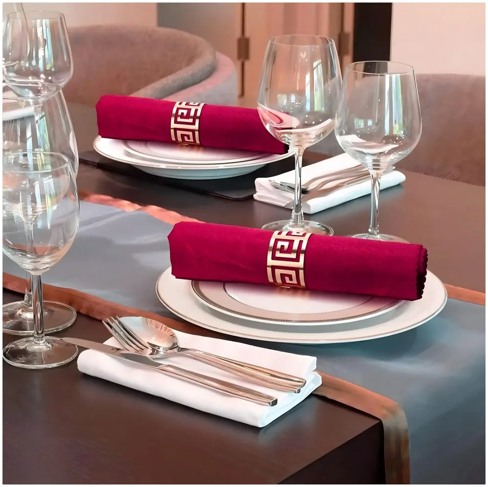 6 Pack Rose Gold Napkin Rings, Hollow Out Metal Napkin Ring Set, Napkin Holder Table Decorations, 1.77 inch Napkin Ring Buckles for Homes Restaurants Guest Wedding Party - 4