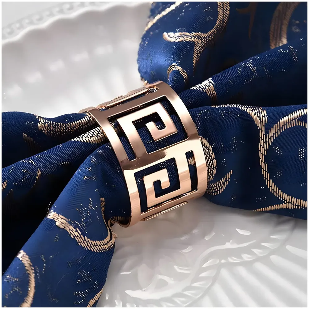 6 Pack Rose Gold Napkin Rings, Hollow Out Metal Napkin Ring Set, Napkin Holder Table Decorations, 1.77 inch Napkin Ring Buckles for Homes Restaurants Guest Wedding Party