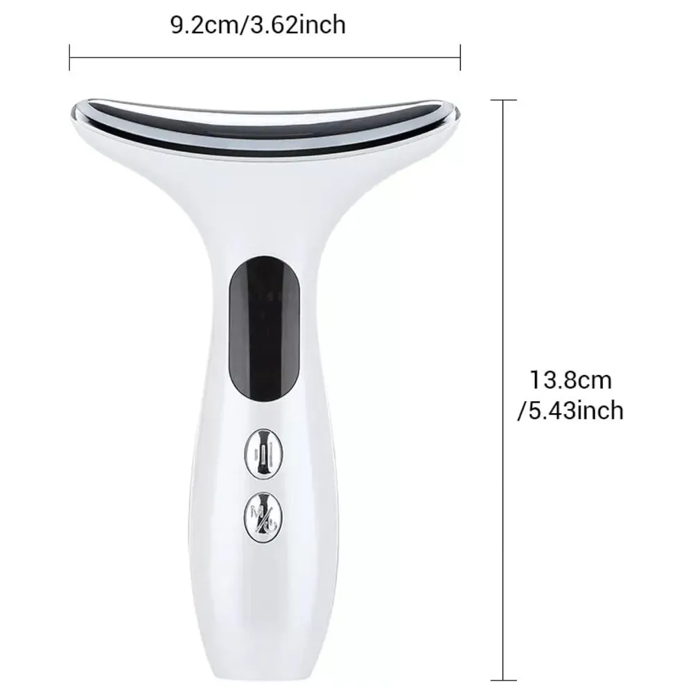 Neck Massager, EMS Microcurrent Vibration Anti Wrinkles Massager Skin Lifting Tightening Device, 3 Color LED Photon Therapy Beauty Device, Neck Care gua sha Double chin Reducer