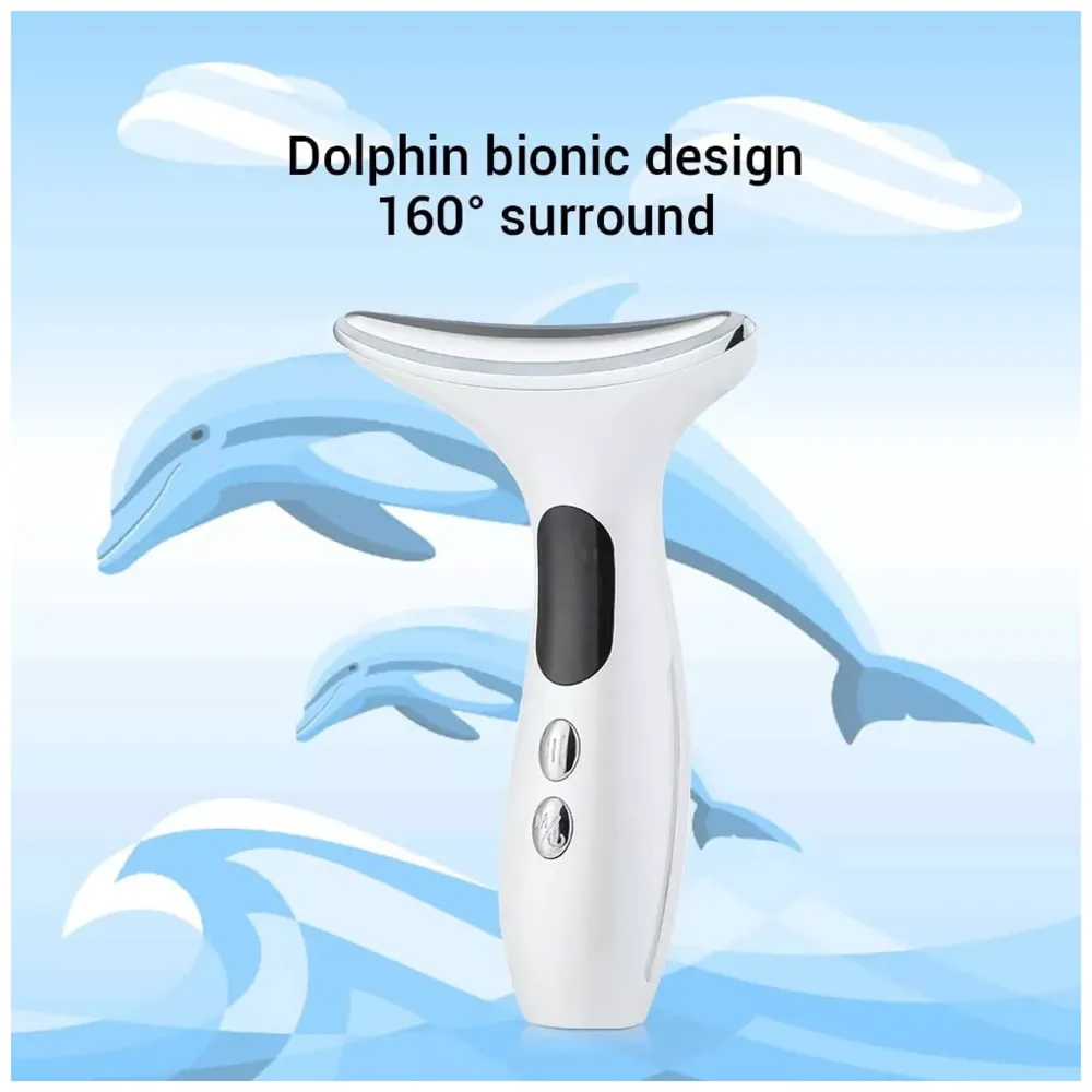 Neck Massager, EMS Microcurrent Vibration Anti Wrinkles Massager Skin Lifting Tightening Device, 3 Color LED Photon Therapy Beauty Device, Neck Care gua sha Double chin Reducer