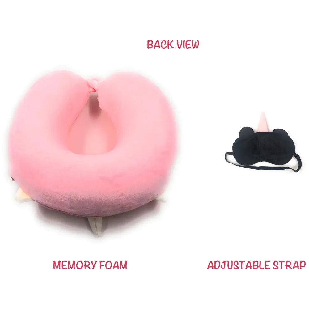 Velvet Neck Pillow (Set of 3) (Pink_neck pillow) - 3