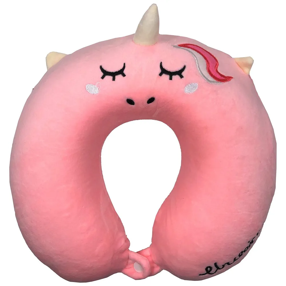 Memory Foam Travel Pillow Eye Mask Combo Pink Unicorn Washable Premium