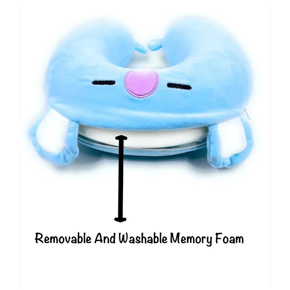 Velvet Neck Pillow (Set of 3) (Blue_neck pillow)