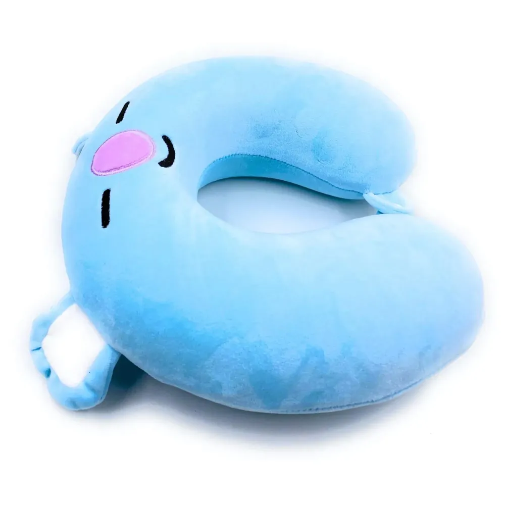 Velvet Neck Pillow (Set of 3) (Blue_neck pillow)