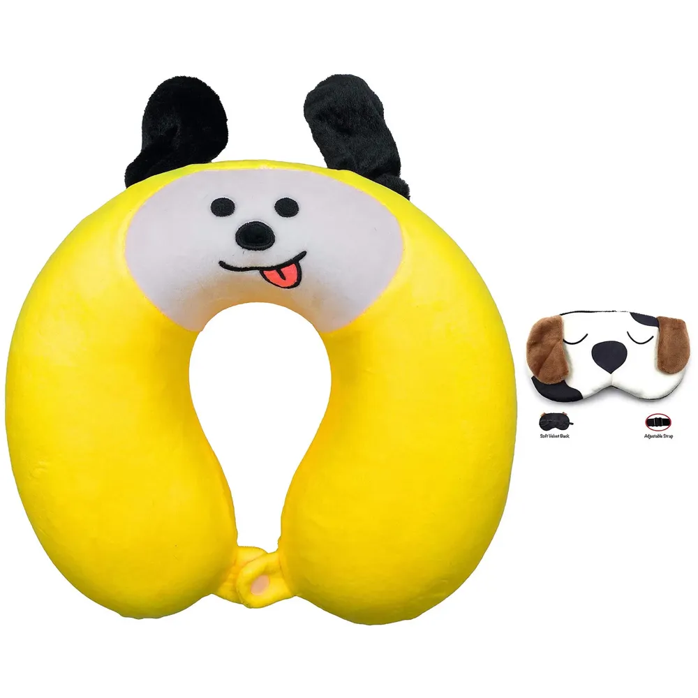 Velvet Neck Pillow (Set of 3) (Yellow_neck pillow)