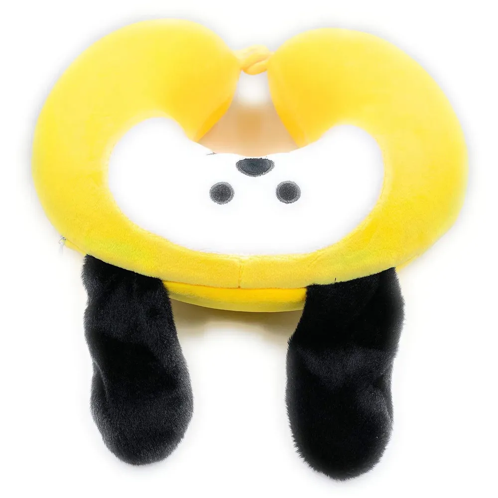 Velvet Neck Pillow (Set of 3) (Yellow_neck pillow)