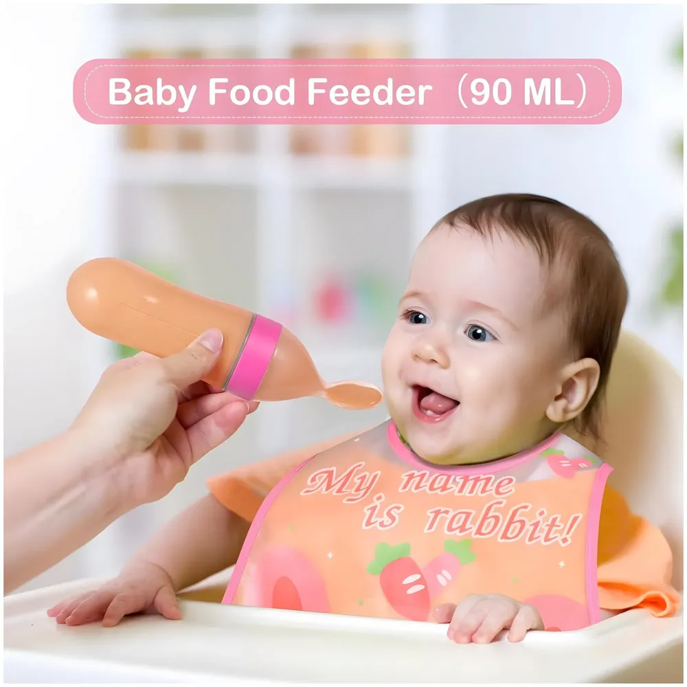 Baby Feeding Set, 12 Pieces, New Born Tableware Set, Fruit Teat, Baby Bowl with Suction Cup, Baby Spoon, Baby Food Dispenser Spoon, Bib Baby, Grinding Bowl for Children Complete Kit Pink