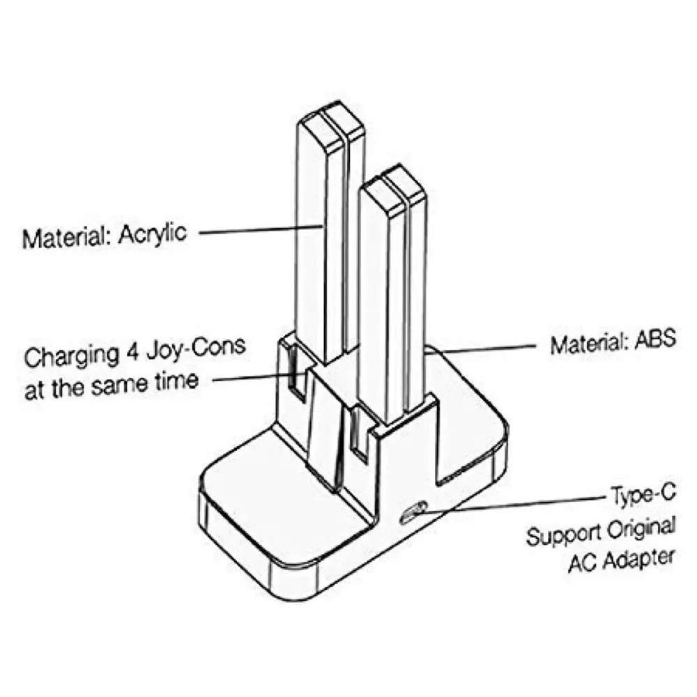 Charging Dock for Nintendo Switch Controllers, 4-in-1 Joy Con Charging Dock Station Stand.
