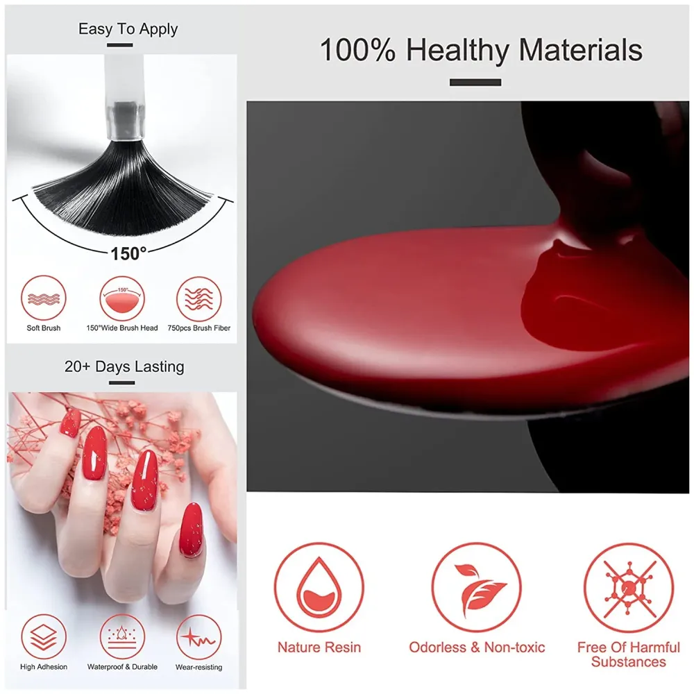 Combo of 4 - Reinforced Gel, Glossy Top Coat, Base Coat And Matte Top Coat For UV Nail Gel Polish Application - 1 Bottle 7.5 ML, Essentials For Uv Nail Gel Polish