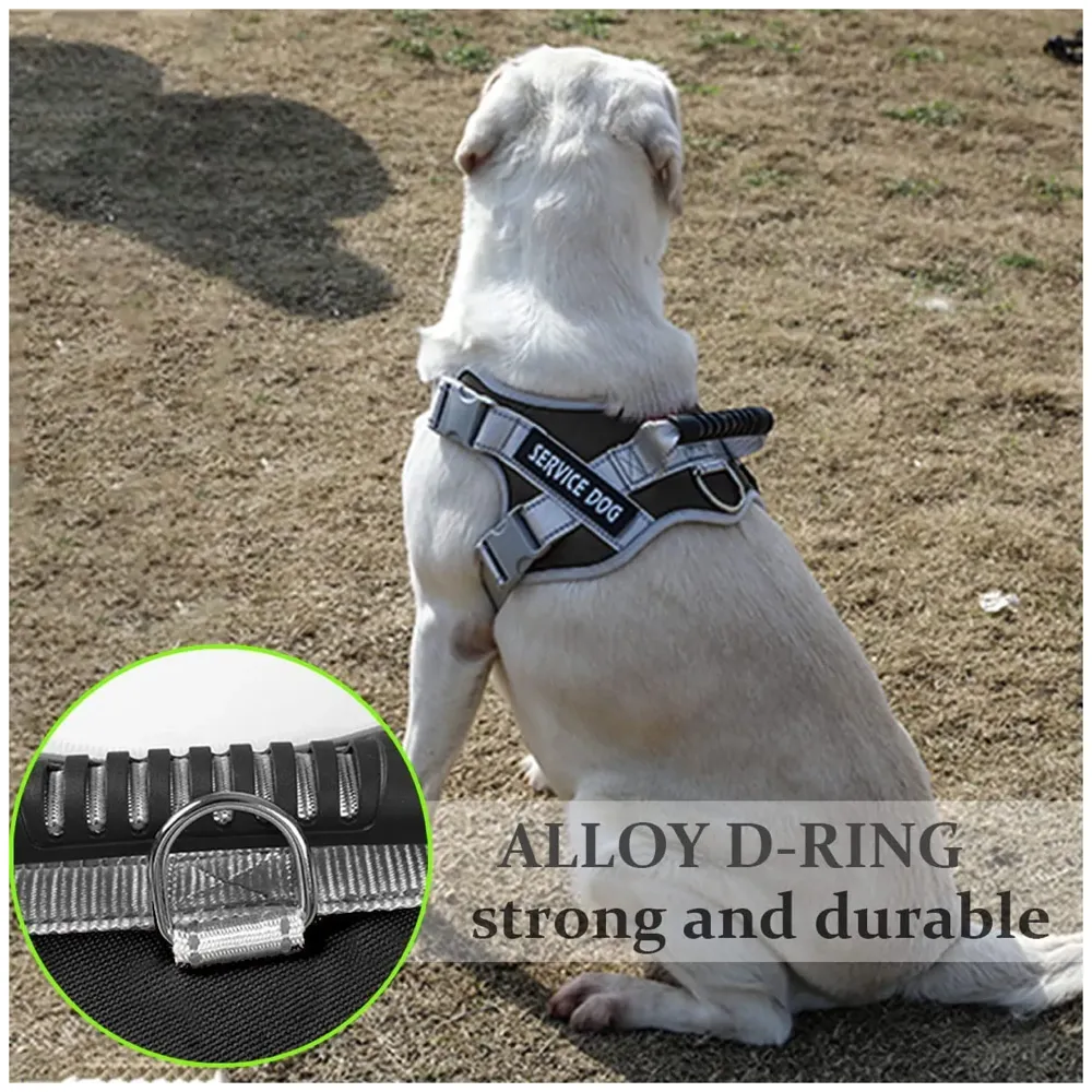 Upgraded Silver Black Dog Harness Body Belt Dog Vest Loop Straps and Handle and Adjustable