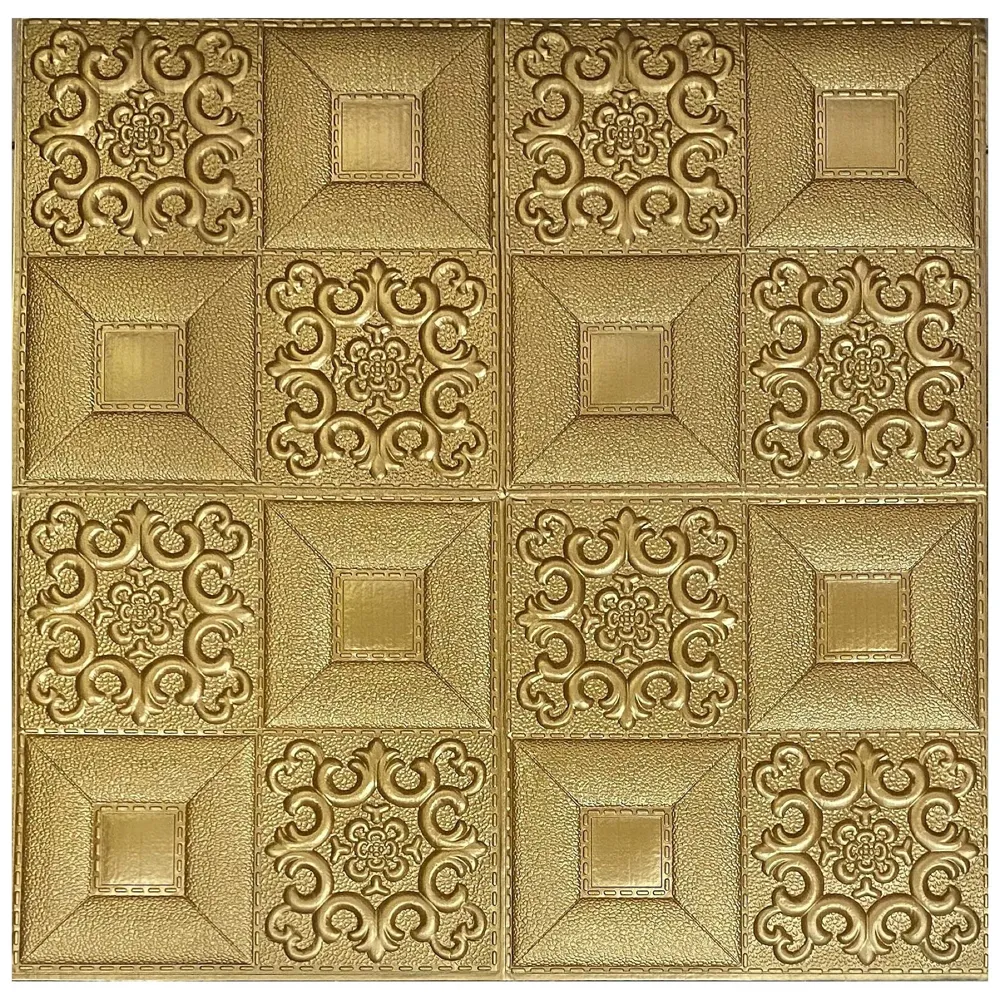 Bronze Foam Wall Paper, 3D Wall Stickers Self-Adhesive Panel Decal PE Wallpaper - Peel and Stick Wall Panels Brown