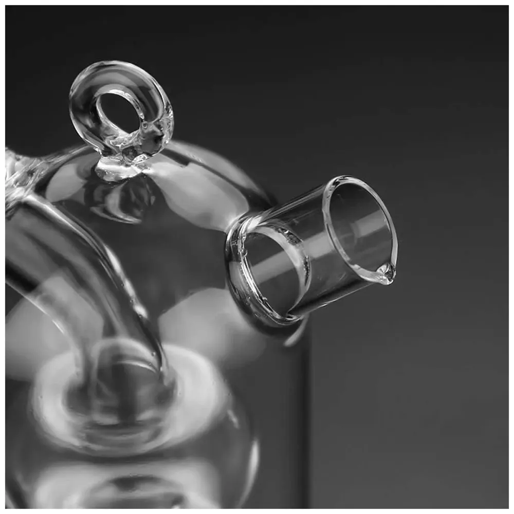 Oil and Vinegar Cruet Set Dispenser Set, 2-In-1 Double Layer Glass Olive Oil Bottle with Cork Stoppers, Pourer Spout Stoppers Oil Cruet Jar for Cooking