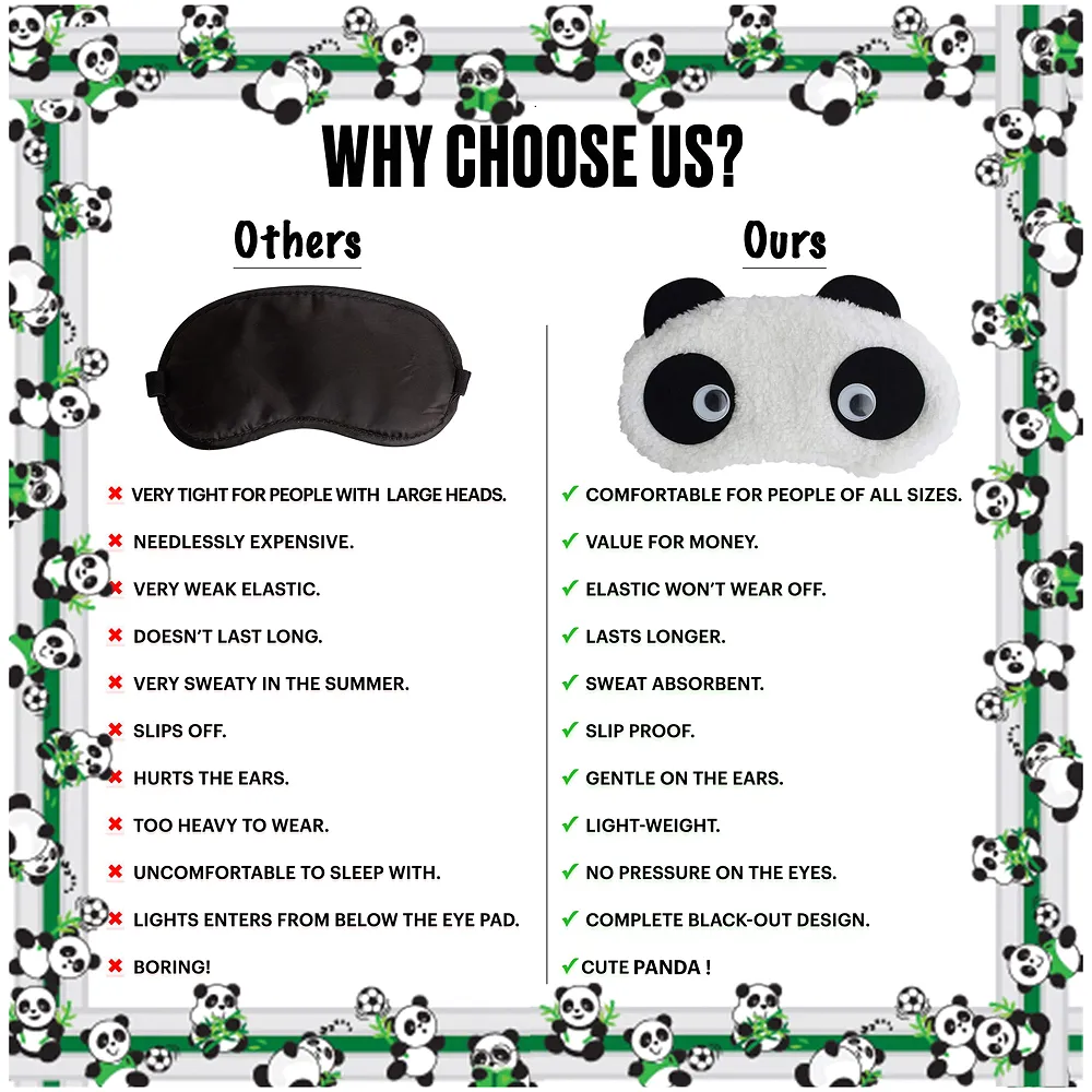 Panda cute Eye shade, Eyepad, Eye mask For sleeping, Animal Soft Eye Shade (Panda Eyes Set OF 2)