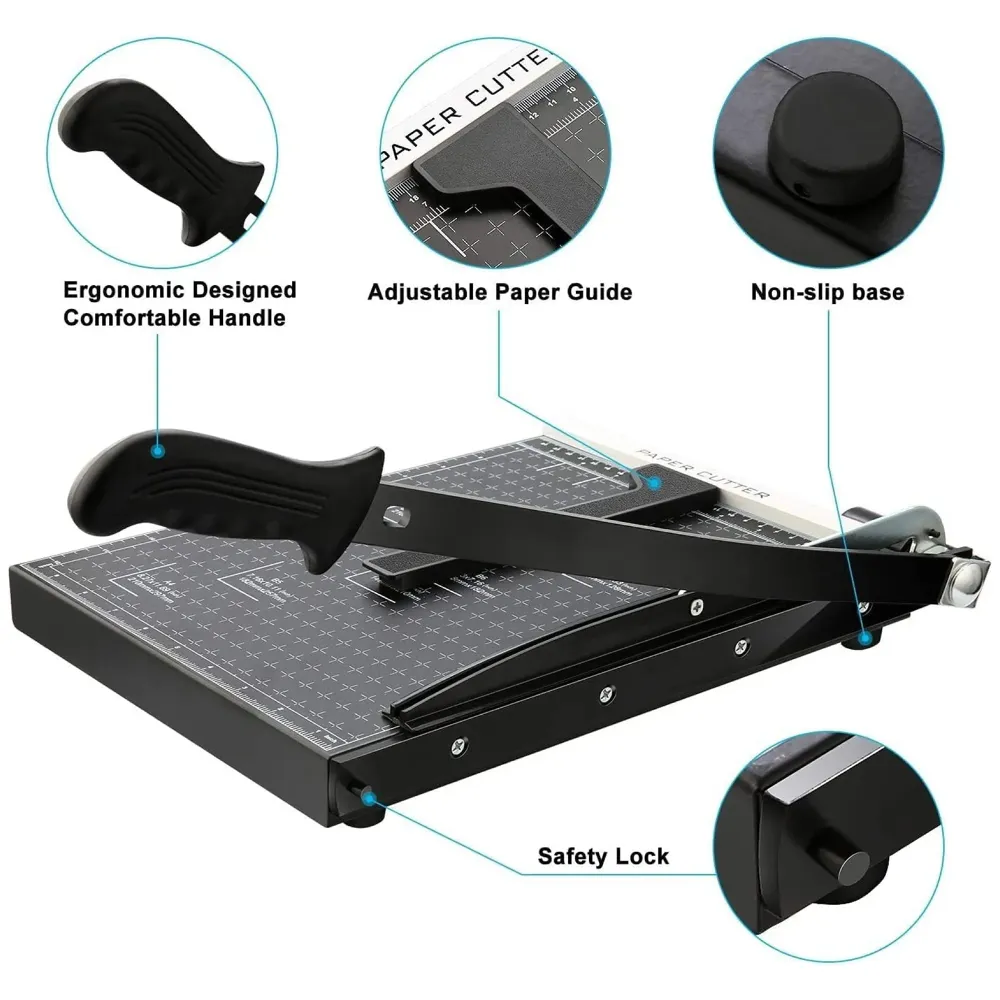 12 Inch A4 Paper Cutter Steel Heavy Duty Professional Paper Cutter Guillotine Paper Trimmer Machine for Office and Home(A4, B5, A5, B6, B7) (Black)