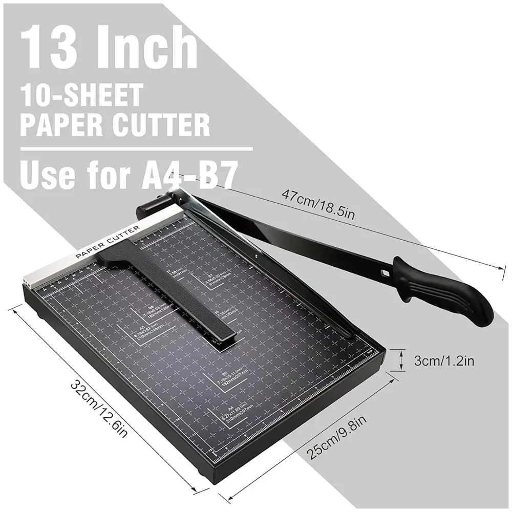12 Inch A4 Paper Cutter Steel Heavy Duty Professional Paper Cutter Guillotine Paper Trimmer Machine for Office and Home(A4, B5, A5, B6, B7) (Black)