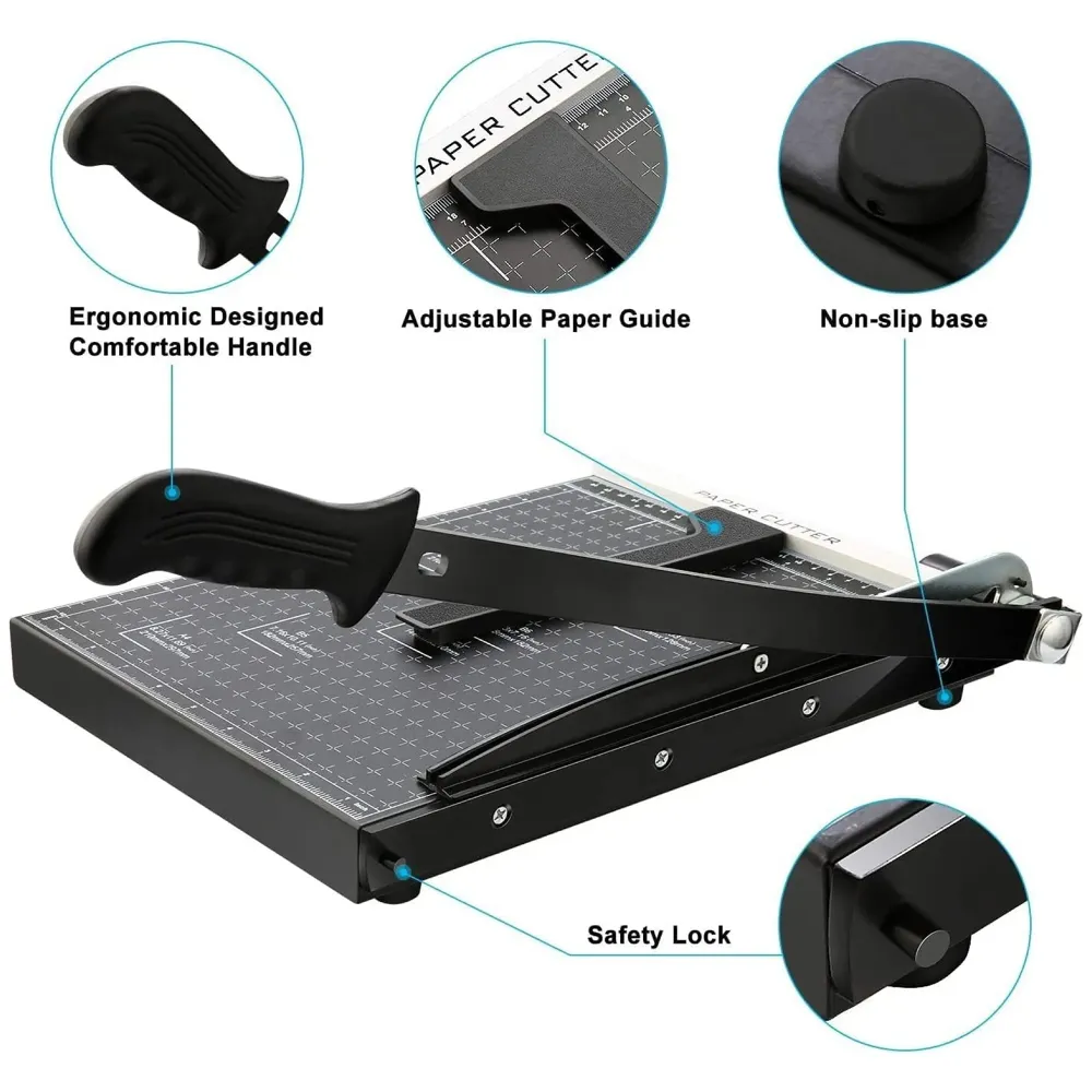 12 Inch A4 Paper Cutter Steel Heavy Duty Professional Paper Cutter Guillotine Paper Trimmer Machine for Office and Home(A4, B5, A5, B6, B7) (Black)