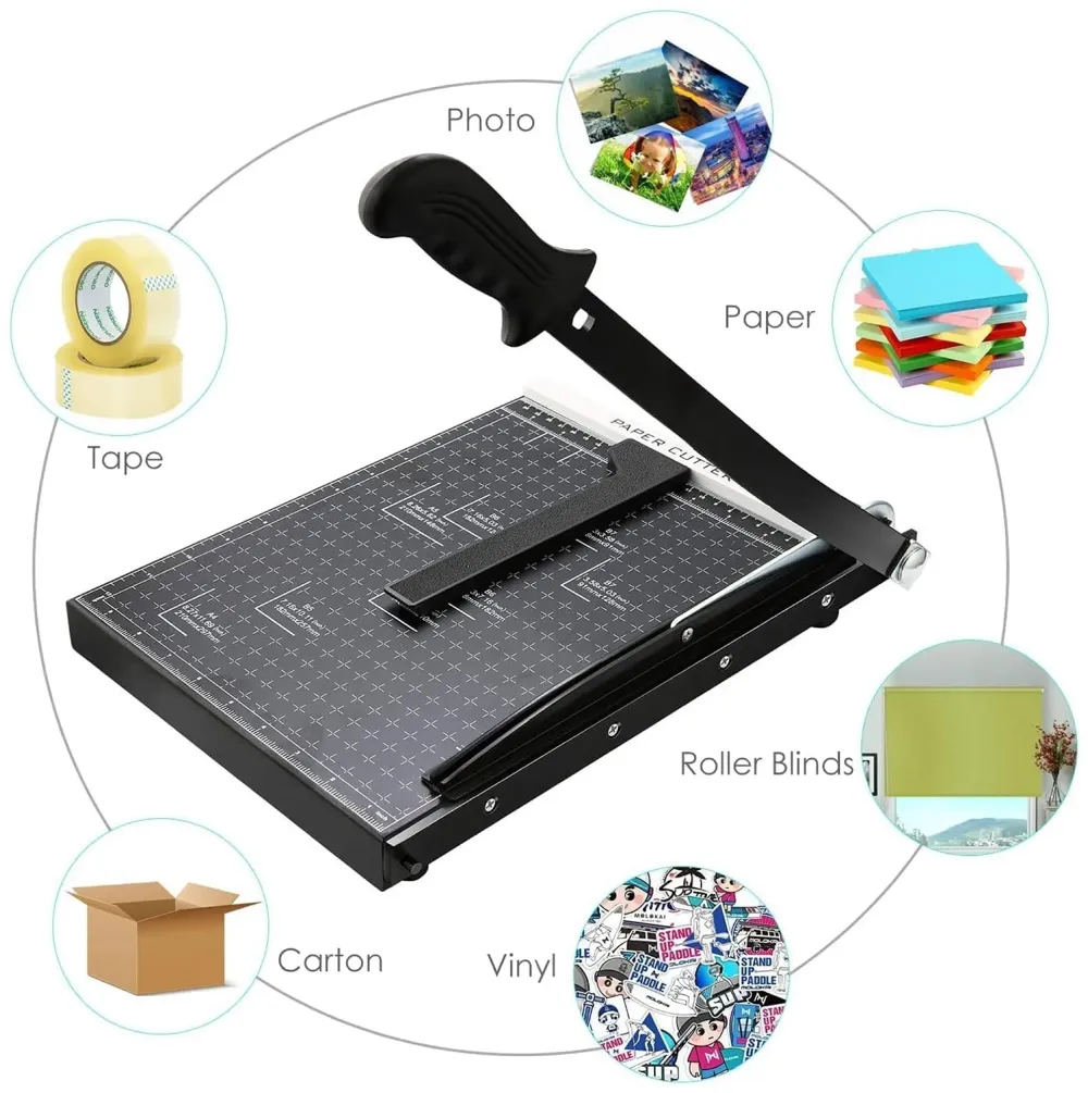12 Inch A4 Paper Cutter Steel Heavy Duty Professional Paper Cutter Guillotine Paper Trimmer Machine for Office and Home(A4, B5, A5, B6, B7) (Black)