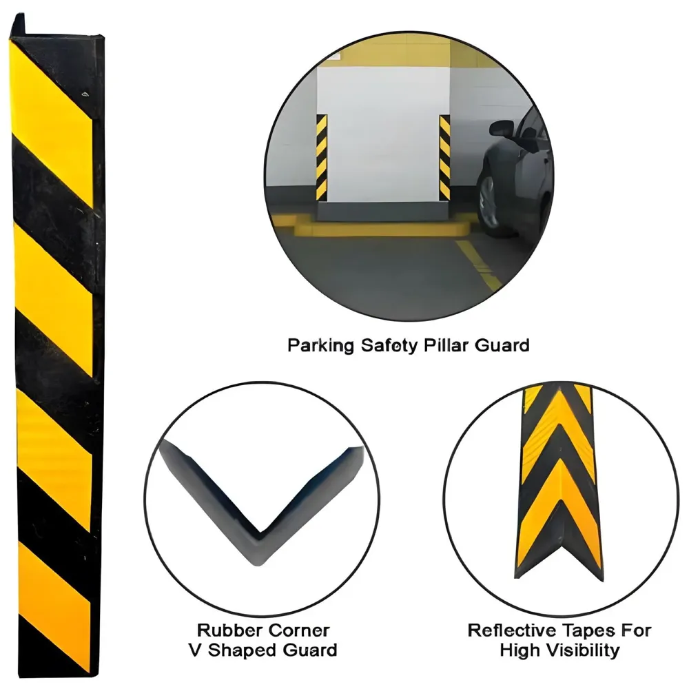 4 Pcs Corner Parking Guard Rubber Durable 800 Mm - Protects Cars From Scratches And Bumps, Heavy-Duty Wall Corner Protector For Garage And Parking Spaces, Easy Installation, High-Visibility
