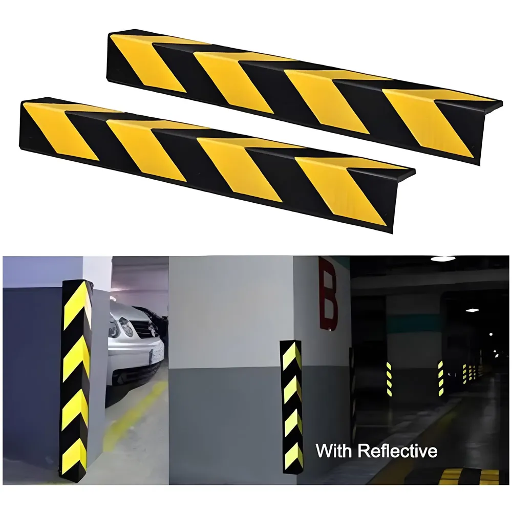 4 Pcs Corner Parking Guard Rubber Durable 800 Mm - Protects Cars From Scratches And Bumps, Heavy-Duty Wall Corner Protector For Garage And Parking Spaces, Easy Installation, High-Visibility