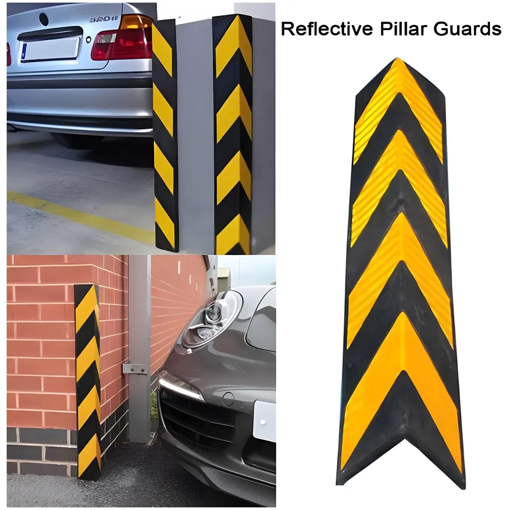 4 Pcs Corner Parking Guard Rubber Durable 800 Mm - Protects Cars From Scratches And Bumps, Heavy-Duty Wall Corner Protector For Garage And Parking Spaces, Easy Installation, High-Visibility