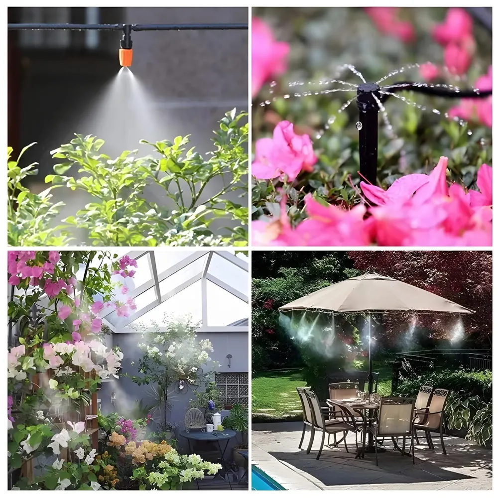 Garden Mist Cooling Kit, Outdoor Misting System for Patio, Garden, and Porch, Drip irrigation 30 ft Hose, Easy DIY Installation, 10 Adjustable Nozzles. - 3